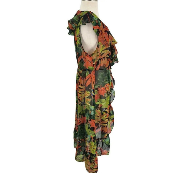Live 4 Truth Women's Jungle Floral Ruffle‎ Tie Front Swim Cover Up Size 1X - Picture 2 of 11